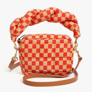 Clare V. Lucie Poppy & Khaki Quilted Checker
